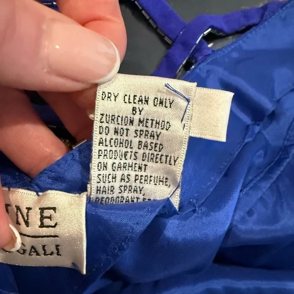 Niteline 100% Silk 1980’s Blue Beaded Dress - Picture 7 of 16